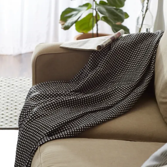 And White Waffle Knit Fringe Throw-Kirkland's Home Fashion
