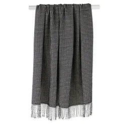 And White Waffle Knit Fringe Throw-Kirkland's Home Fashion