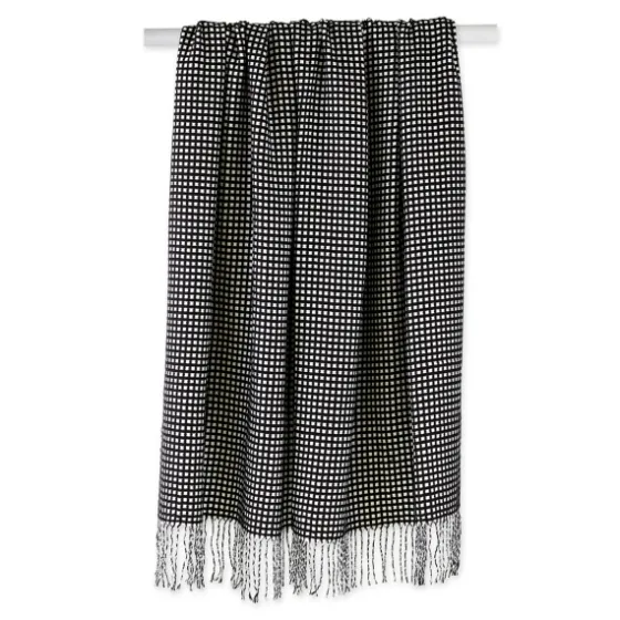 And White Waffle Knit Fringe Throw-Kirkland's Home Fashion