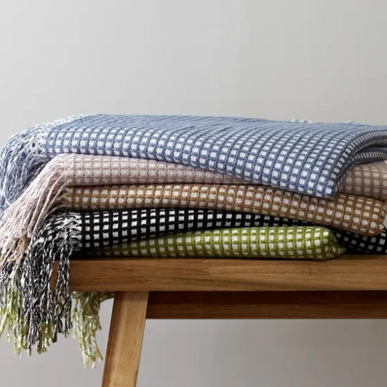 And White Waffle Knit Fringe Throw-Kirkland's Home Fashion