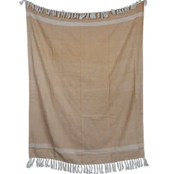 And White With Fringe Throw Blanket-Kirkland's Home New
