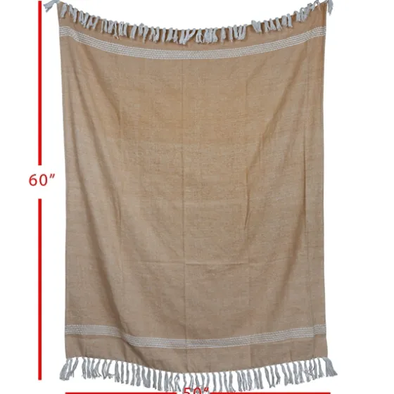 And White With Fringe Throw Blanket-Kirkland's Home New