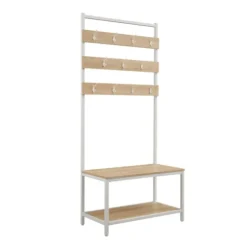 And White Wood Bench Hall Tree-Kirkland's Home Clearance