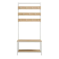 And White Wood Bench Hall Tree-Kirkland's Home Clearance