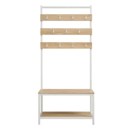 And White Wood Bench Hall Tree-Kirkland's Home Clearance