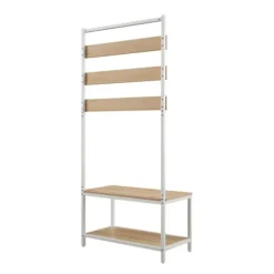 And White Wood Bench Hall Tree-Kirkland's Home Clearance