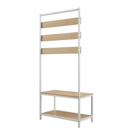 And White Wood Bench Hall Tree-Kirkland's Home Clearance