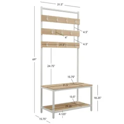 And White Wood Bench Hall Tree-Kirkland's Home Clearance