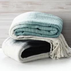 Angel Blue Shibori Slab Fringe Throw-Kirkland's Home Hot