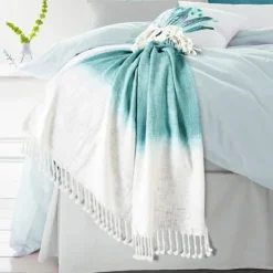 Angel Blue Shibori Slab Fringe Throw-Kirkland's Home Hot