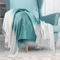 Angel Blue Shibori Slab Fringe Throw-Kirkland's Home Hot