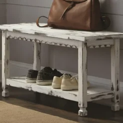 Antiquated Farmhouse Shelf Bench-Kirkland's Home Cheap