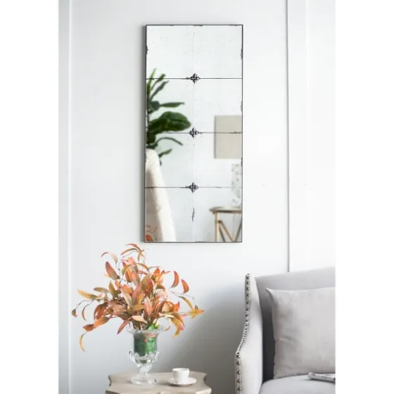 Antique Black Floral Panel Rectangle Mirror-Kirkland's Home Discount