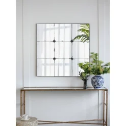 Antique Black Floral Panel Square Mirror-Kirkland's Home Fashion