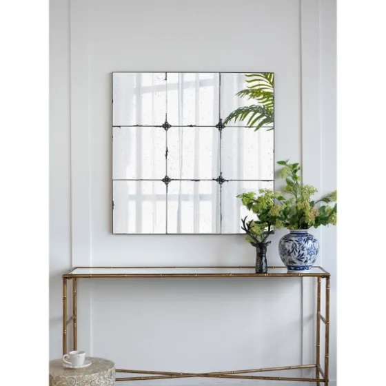 Antique Black Floral Panel Square Mirror-Kirkland's Home Fashion