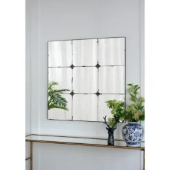 Antique Black Floral Panel Square Mirror-Kirkland's Home Fashion