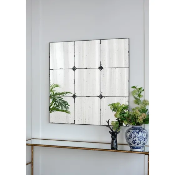 Antique Black Floral Panel Square Mirror-Kirkland's Home Fashion