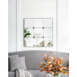 Antique Black Floral Panel Square Mirror-Kirkland's Home Fashion