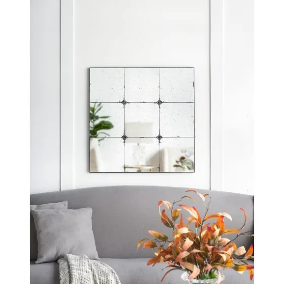 Antique Black Floral Panel Square Mirror-Kirkland's Home Fashion