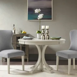 Antique Cream Wood Pedestal Round Dining Table-Kirkland's Home Clearance