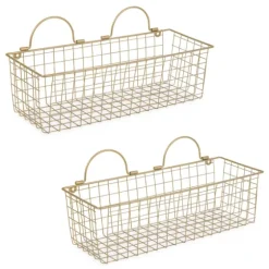 Antique Gold 2-Pc. Long Wire Basket Set, 17 In.-Kirkland's Home Cheap