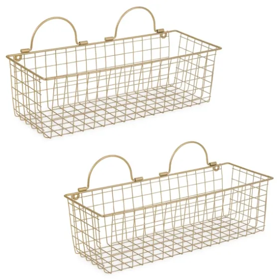 Antique Gold 2-Pc. Long Wire Basket Set, 17 In.-Kirkland's Home Cheap