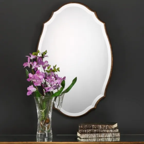 Antique Gold Rounded Edge Wood Wall Mirror-Kirkland's Home Fashion