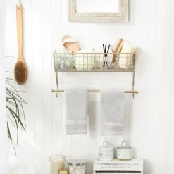 Antique Gold Wire Basket Towel Rack, 17 In.-Kirkland's Home Hot