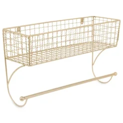 Antique Gold Wire Basket Towel Rack, 17 In.-Kirkland's Home Hot