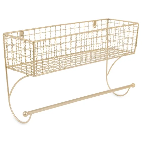 Antique Gold Wire Basket Towel Rack, 17 In.-Kirkland's Home Hot