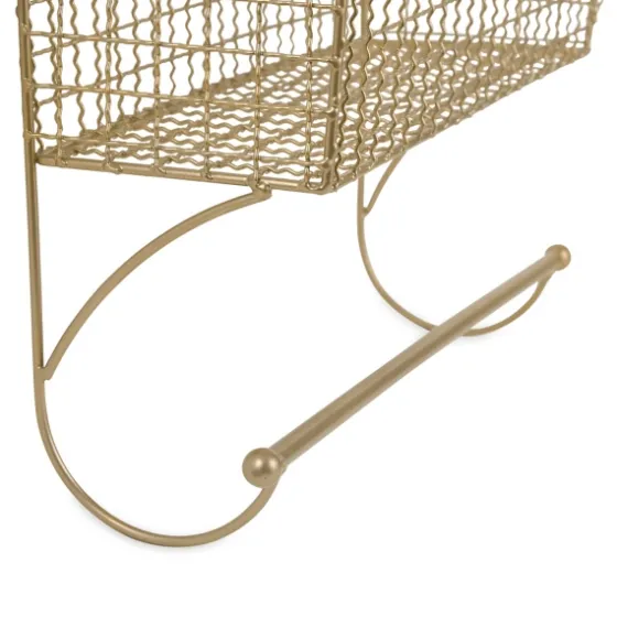 Antique Gold Wire Basket Towel Rack, 17 In.-Kirkland's Home Hot
