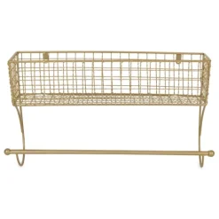 Antique Gold Wire Basket Towel Rack, 17 In.-Kirkland's Home Hot