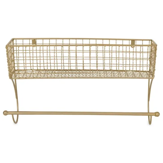 Antique Gold Wire Basket Towel Rack, 17 In.-Kirkland's Home Hot