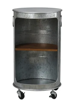 Antique Round Rolling Galvanized Accent Table-Kirkland's Home Shop