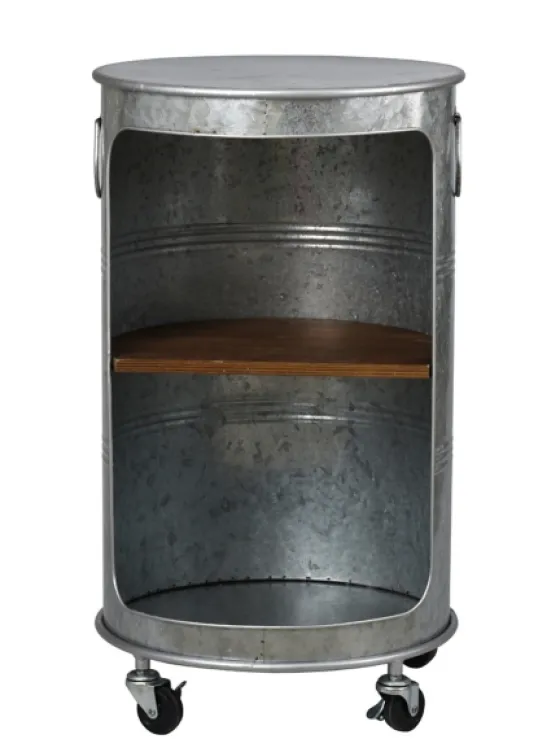 Antique Round Rolling Galvanized Accent Table-Kirkland's Home Shop
