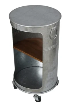 Antique Round Rolling Galvanized Accent Table-Kirkland's Home Shop