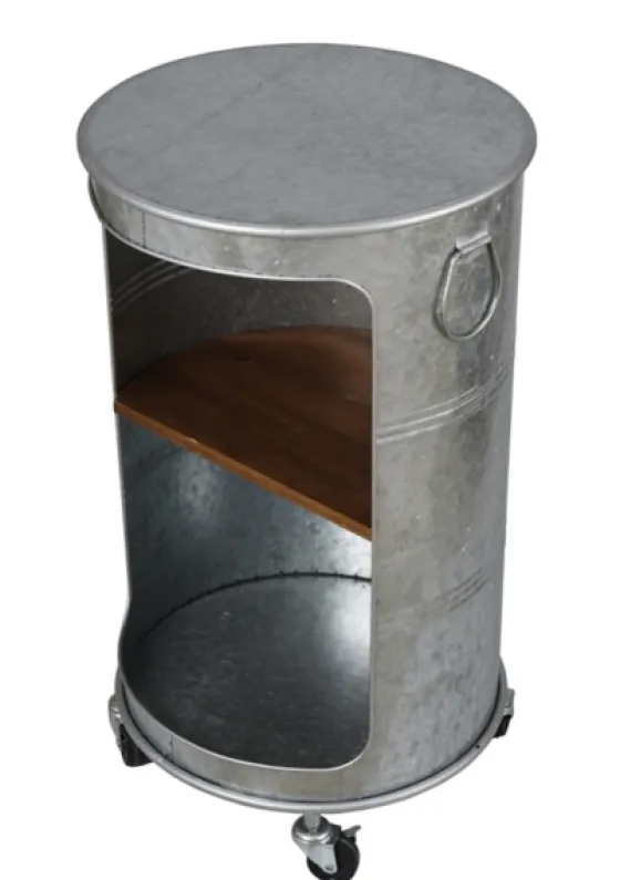 Antique Round Rolling Galvanized Accent Table-Kirkland's Home Shop