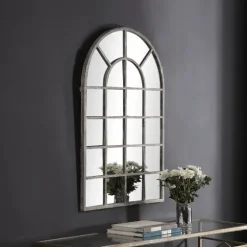Antique Rustic Arch Windowpane Mirror-Kirkland's Home Online