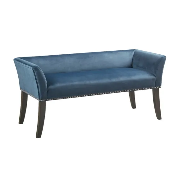 Antique Sapphire Low Back Upholstered Bench-Kirkland's Home Sale