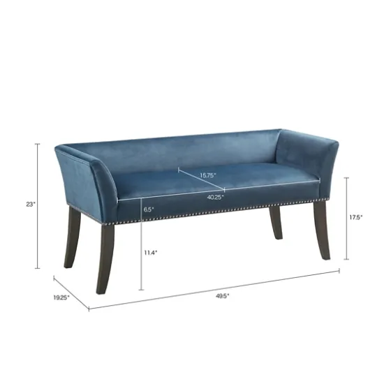 Antique Sapphire Low Back Upholstered Bench-Kirkland's Home Sale
