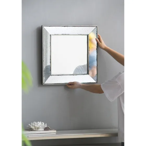 Antique Silver Glass Square Frame Mirror-Kirkland's Home Sale