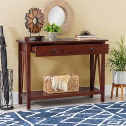 Antique Tobacco Console Table With Bottom Shelf-Kirkland's Home New