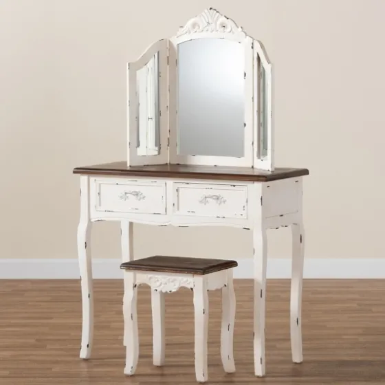 Antique White And Walnut 2-Pc. Vanity Set-Kirkland's Home Best