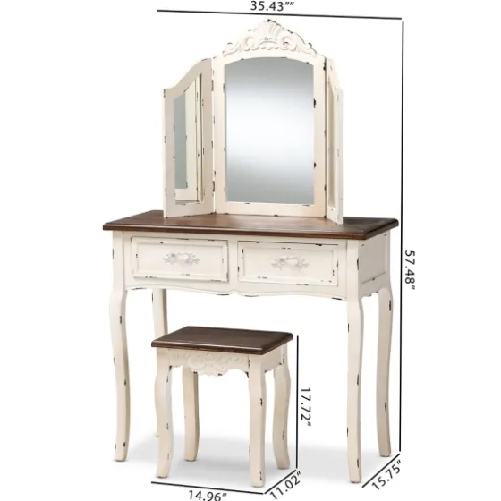 Antique White And Walnut 2-Pc. Vanity Set-Kirkland's Home Best