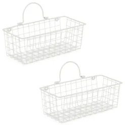 Antique White 2-Pc. Long Wire Basket Set, 11 In.-Kirkland's Home Clearance