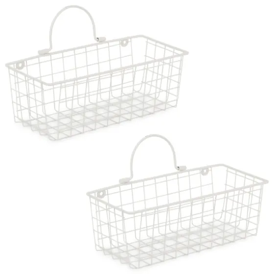 Antique White 2-Pc. Long Wire Basket Set, 11 In.-Kirkland's Home Clearance