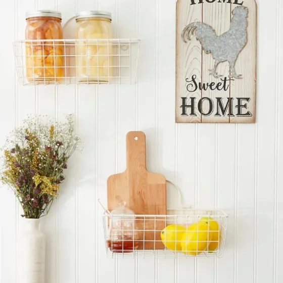 Antique White 2-Pc. Long Wire Basket Set, 11 In.-Kirkland's Home Clearance