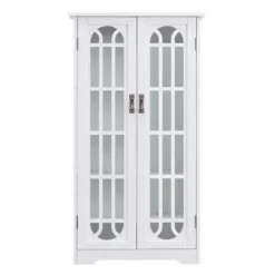 Antique White Tall Windowpane Cabinet-Kirkland's Home Clearance