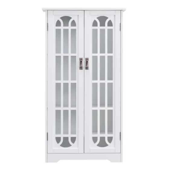 Antique White Tall Windowpane Cabinet-Kirkland's Home Clearance