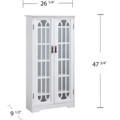 Antique White Tall Windowpane Cabinet-Kirkland's Home Clearance